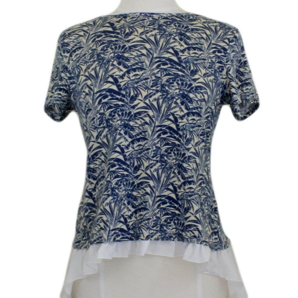 Tropical Palm Print Chiffon Back T-shirt